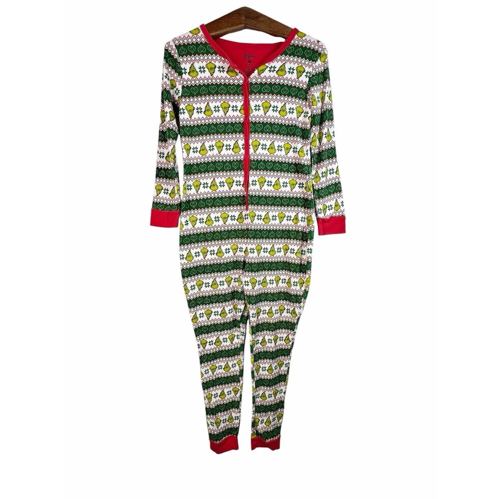 Dr. Seuss Grinch Womens S Christmas One Piece Pajama 100% Cotton Lounge READ
